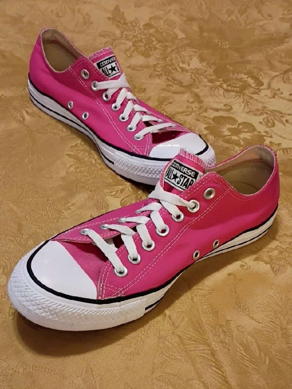 CONVERSE All Star Hot Pink Low Top Canvas Sneakers Women's 11.0 Men's 9.0 - Picture 2 of 11